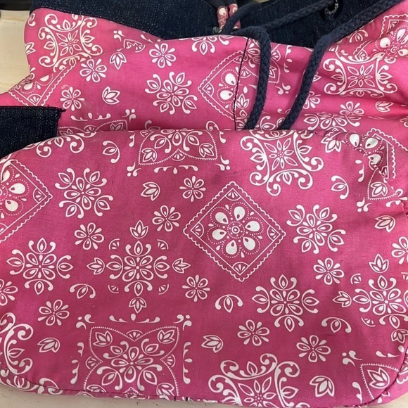 Levi's Pink Bandana Print & Denim Drawstring Backpack with Pockets - Picture 9 of 9